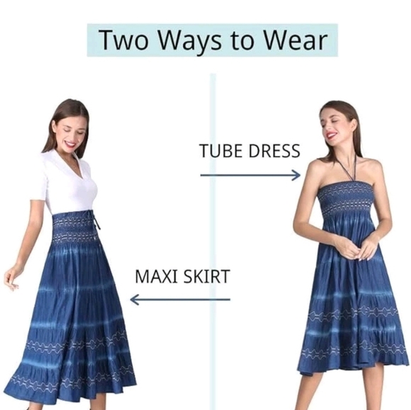 Blue Strapless Maxi Dress/ Skirt Size Small - Picture 8 of 8